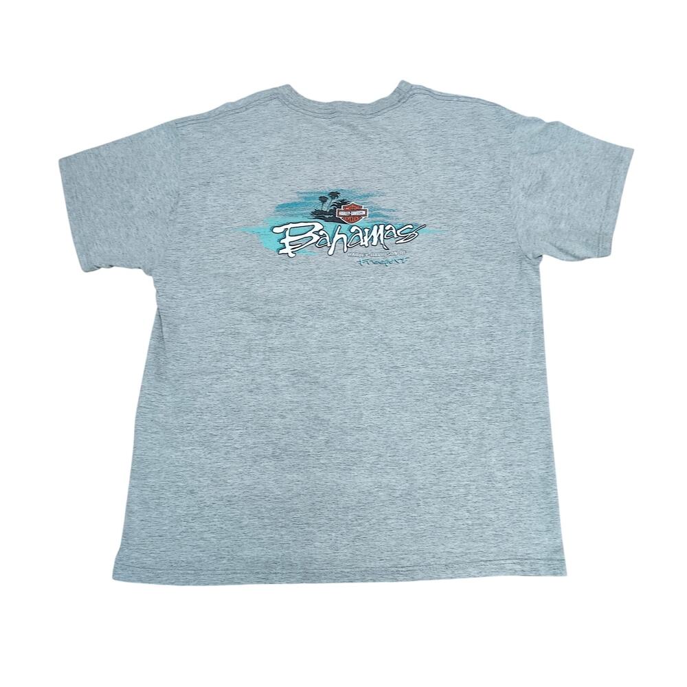 Vintage Harley Davidson Double Sided Graphic Bahamas Map Short Sleeve Size Large